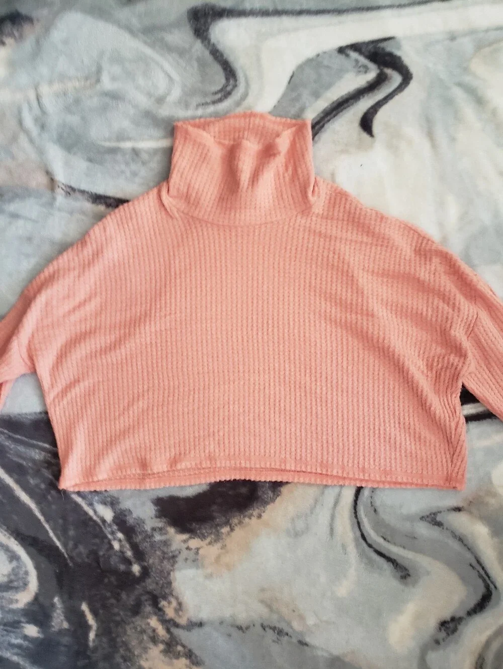 Wild fable Ribbed Mock Neck Crop Top Knit Orange L - Picture 2 of 8